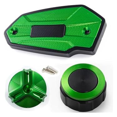 Imagem de Tampas de fluido de freio dianteiro e traseiro da motocicleta e acessórios de proteção da tampa de enchimento de óleo compatíveis com Z 900 Z900 2017-2022 2023 2024 (conjunto verde)