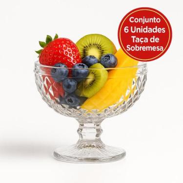 Imagem de Conjunto 6 Taças Sobremesa Vidro Bico de Abacaxi 300ml Design Clássico