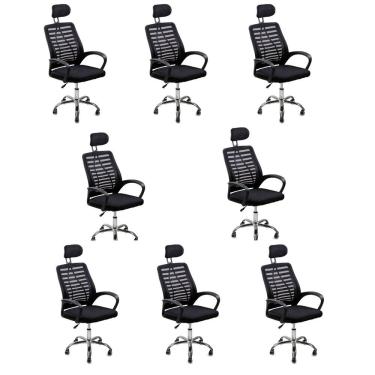 Imagem de Kit 8 Cadeiras Escritório Diretor Tela Mesh Encosto + E-book