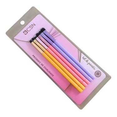 Imagem de Pinceis de Maquiagem Kit com 6 Pincel Completo Profissional - CSN