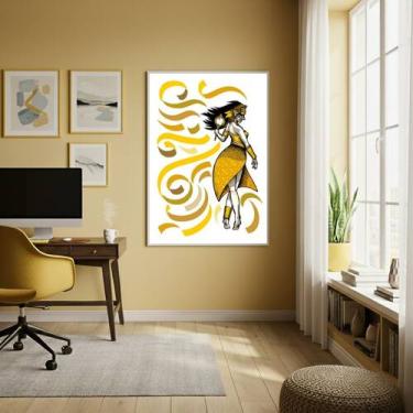 Imagem de Quadro Decorativo Oxum Fitas Amarelas - 70x50cm - Quadros On-line, Mol
