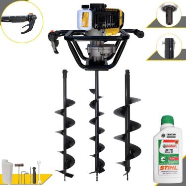 Imagem de Máquina Fura Terra Perfurador de Solo Lynus PSL517 À Gasolina 2T 52cc 9.000rpm 1,8HP + Brocas 80x10cm, 80x15cm e 80x20cm + EXTRA 1 ÓLEO STIHL