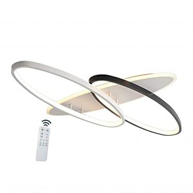 Imagem de Sala de estar Luzes de teto LED Luminárias reguláveis Montagem embutida no teto com controle remoto Iluminação de teto, lustre de design oval moderno e chique de 52 W para quarto Sala de jan