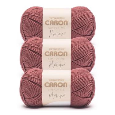 Imagem de Caron Simply Me Fio vermelho romã Merino - Pacote com 3 de 100 g - 50% acrílico, 50% lã merino - #3 DK (leve) - 215 jardas - tricô/crochê