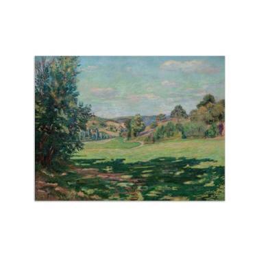 Imagem de Armand Guillaumin Famoso Arte de Parede Pôster-Impressões em Tela para sala de estar-Reprodução pinturas(Vila na encosta) 60x80cm Sem Moldura