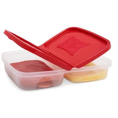 Imagem de Porta Frios Com Tampa Duplo Dobrável 1100 ml Pote Queijo Presunto Plástico