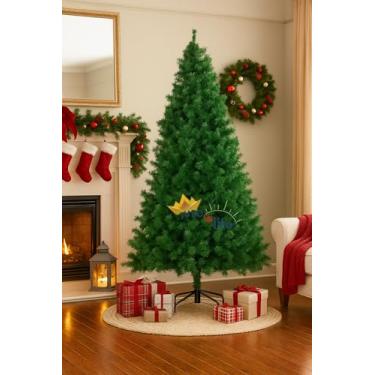 Imagem de Árvore de Natal Artificial Verde, 210 cm, 1370 galhos. Material PVC Premium, Base em Metal, Decoração Natalina para Interiores