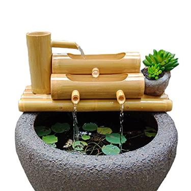 Imagem de Canos de bambu recicláveis para decoração clássica de fonte de bambu, usado para decoração de tanque de peixes, fontes de bambu criativas, recursos de água de jardim internos e externos