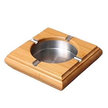 Imagem de Cinzeiro de ervas daninhas cinzeiro grande de bambu para decoração de estúdio de escritório, cinzeiro multifuncional de aço inoxidável para sala de estar e quarto, cinzeiro for cigarros cinzeiros para