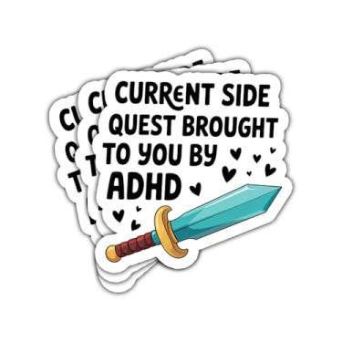 Imagem de 3 peças Current Side Quest Brought to You by ADHD Sticker Mental Health Awareness Decalque para estudantes, professores, conselheiros, terapeutas, pais, laptop, notebook, hidroflask, garrafa de água