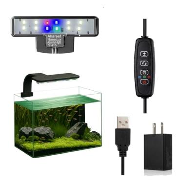 Imagem de Mini Luz de Aquário de Clipe 5W LED Full Spectrum com Timer, Dimmer e 3 Modos de Iluminação para Plantas de Água Doce e Peixes Tropicais - Ideal para Aquários de 10-35 cm (1-5 Galões) (5W)