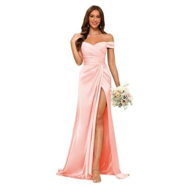 Imagem de Vestido de dama de honra Dessiny Blush Pink Mermaid Satin US16W