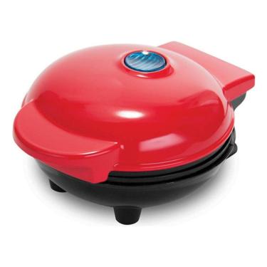 Imagem de Mini máquina de waffles elétrica redonda vermelha 350W 220-240V