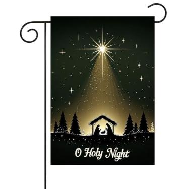 Imagem de Pickako Presépio O Holy Night Shining Star Tradicional História de Natal Bandeira de Jardim 30 x 45 cm Pequena Vertical Dupla Face Decoração Externa para Quintal