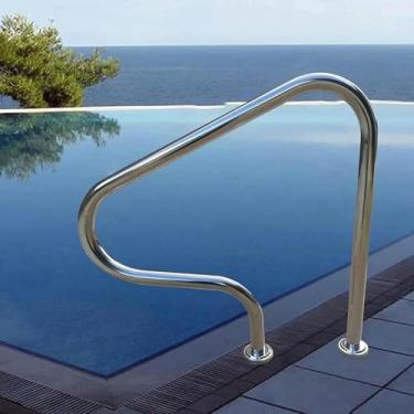 Imagem de Corrimão de piscina, corrimão de segurança para piscina, corrimão de piscinas enterradas, grade de piscina de aço inoxidável 304, para piscinas de jardim e quintal, prata à prova de ferrugem