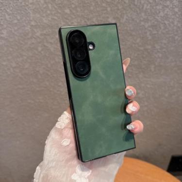 Imagem de Capa dobrável de couro sintético de luxo para Samsung Galaxy Z Fold 7 6 5 4 3 5g Fold7 Fold6 à prova de choque (para Galaxy Z Fold7/verde)