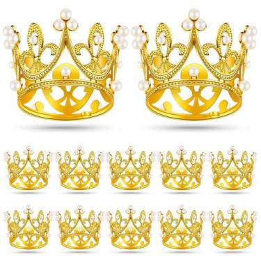 Imagem de Mini coroas funrosas Cake Topper, 12 unidades para decoração de bolos 