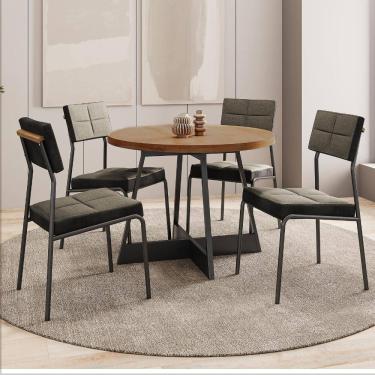 Imagem de Conjunto Sala de Jantar 4 Cadeiras Nairobi Carraro Nogal