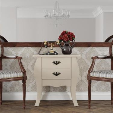 Imagem de Mesa de Cabeceira Quarto Bombe Premier 2 Gavetas Off White