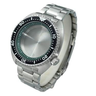 Imagem de FEIYASHI Caixa de relógio masculina clássica de aço de mergulho 316L de 45 mm, vidro de safira à prova d'água, 100 m, para peças de relógio de movimento NH35 NH36 NH34, Anel capítulo verde 2, For NH35