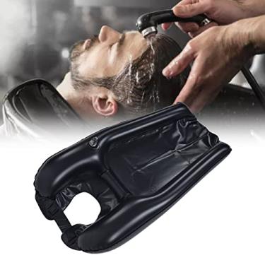 Imagem de Lavatório de cabelo inflável para pia em casa, tigela de xampu portátil, lavatório de cabelo para pessoas acamadas, deficientes, feridas, cadeira de rodas na cabeceira e uso de pia de cozinha (preto)