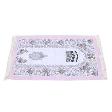Imagem de Pssopp Tapete de Oração Bordado, Tapete Islâmico Delicado e Confortável Com Detalhes de Borla Ornamentada para Homens, Mulheres e Crianças, Meditação (Rosa)