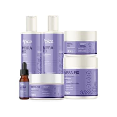 Imagem de Kit Capilar Mirra Fix Apice Cosméticos com Óleo de Mirra, Shampoo, Condicionador, Máscara, Ativador e Gelatina