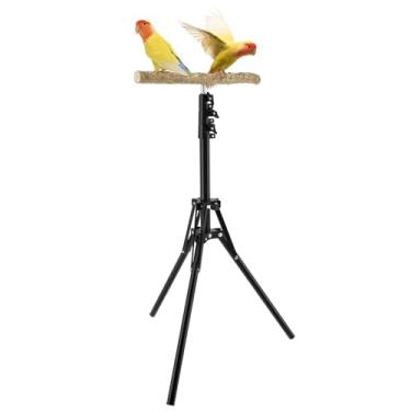 Imagem de Suporte de poleiro para pássaros de 40,6 cm a 160 cm de altura ajustável para treinamento de pássaros para papagaios pequenos (preto, 1 item)