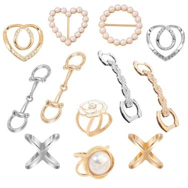 Imagem de Anel de cachecol clipe de metal círculo fivela presente de Natal moda broche de cristal broche suéter clipe de xale para mulheres meninas roupas presente de Natal, Liga de aço, Cristal