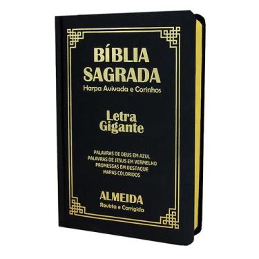 Imagem de Biblia Sagrada Letra Gigante Luxo Popular - Preta - Com Harpa - RC - R