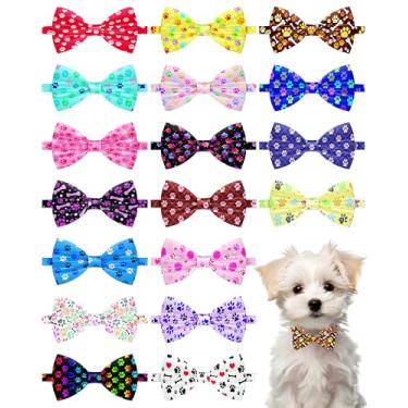 Imagem de PET SHOW Pacote com 18 gravatas borboleta pequenas para cães grandes, filhotes, gatos, ossos de pata ajustáveis para cães médios, laços coloridos, festa de aniversário, férias, acessórios sortidos