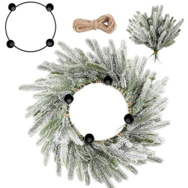 Imagem de Yuxung 1 conjunto de guirlanda do advento de Natal tradicional católico faça você mesmo para decoração de mesa de centro de mesa de Natal (agulhas redondas de pinheiro com neve)