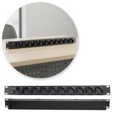 Imagem de Regua 10 Tomada Rack 19 1u Proteção Contra Sobrecarga Ipec