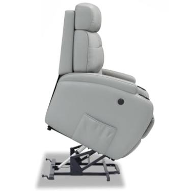 Imagem de Poltrona do Papai Reclinável Elétrica Bivolt Lift com Sistema de Elevação e Massagem em Couro Bovino - Modelo Florença Damie (Cinza Griggio)
