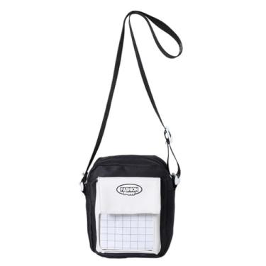 Imagem de Bolsa de ombro feminina pequena, retalhos, cartas, impermeável, de lona, transversal, axilas, Preto, 20x17x6cm