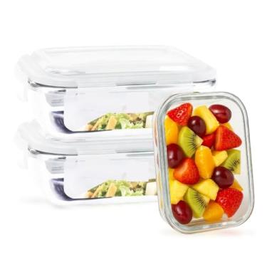Imagem de Kit 10 Potes Herméticos de Vidro 640ml com Tampa 4 Travas | Marmita | Alimentos Fit | Mantimentos, Marmitas para Alimentos Fit e Mantimentos(3 POTES 640ML)