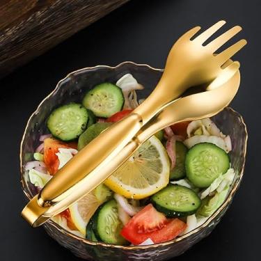Imagem de Pinça de aço inoxidável banhada a ouro para saladas, pão e buffets - Acessórios de cozinha duráveis