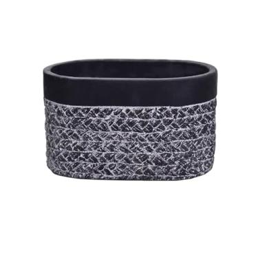 Imagem de Vasos de plantas Elíptico com vaso de planta textura corda cânhamo, furo drenagem cimento grande calibre, para decorar sala estar, quarto, jardim(Grande)