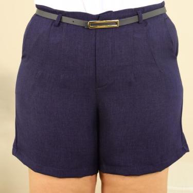 Imagem de Short Bermuda Plus Size Feminino Linho Corte Alfaiataria - 40 Graus, A