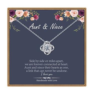 Imagem de Colares de presentes para mulheres meninas adolescentes, banhado a ouro branco 14K Colar de nó delicado para avó, tia, madrasta, irmã, mãe, joias, dia das mães, aniversário, presentes de aniversário para mulheres, Metal, não conhecido