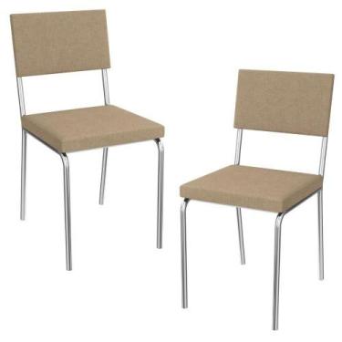 Imagem de Kit 2 Cadeiras Cromada 2c128cr material sintético Kappesberg Capuccino