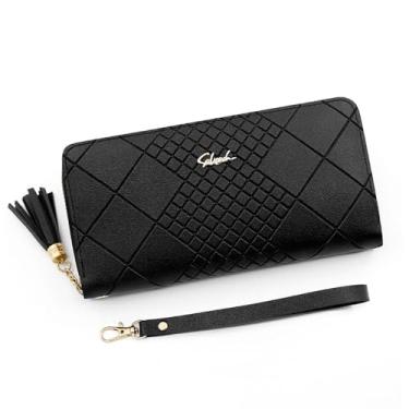 Imagem de Bolsa tiracolo longa feminina para festa noturna com zíper para festa de casamento e formatura com pulseira, Preto 1, Medium, Preto 1