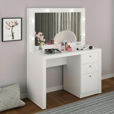 Imagem de Penteadeira Com Espelho 3 Gavetas Multimóveis Cr35023 Branca
