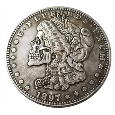 Imagem de Moeda comemorativa: réplica, design de caveira, estilo antigo de 1897