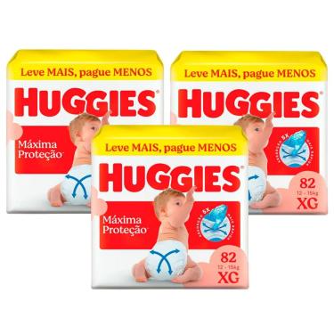 Imagem de Kit 3 Fralda Huggies Máxima Proteção Tamanho XG 82 Unidades Descartáveis