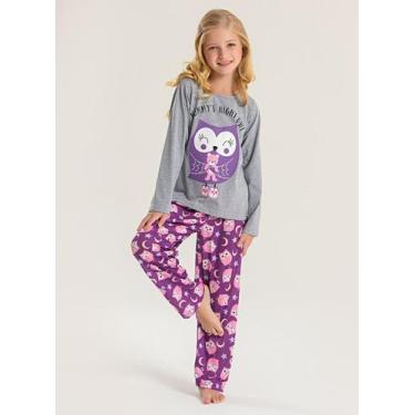 Imagem de Pijama Longo Infantil Menina Mescla Blusa e Calça Mamãe Coruja - Molek