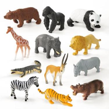 Imagem de Boneco de brinquedo RECUR Wild Animal Zoo para crianças pequenas, 12 u