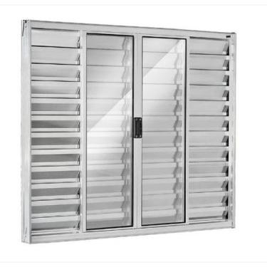 Imagem de Veneziana 6 Folhas Alumínio Brilhante, Branco ou Preto Linha 18 Modula