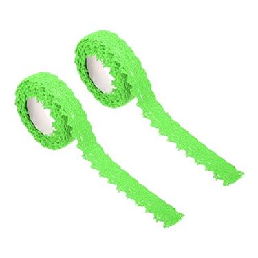 Imagem de Fita de renda autoadesiva de 1,8 cm de largura, 2 metros de largura, 2 pacotes de adesivos de acabamento Washi de algodão para artesanato, scrapbooking, faça você mesmo, verde escuro