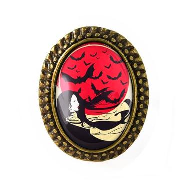 Imagem de Anel gótico oriental - Gueixa japonesa, pulseira ajustável de prata ou bronze antigo, bijuteria oval feita à mão - 84, Adjustable, Metal, Sem pedra preciosa